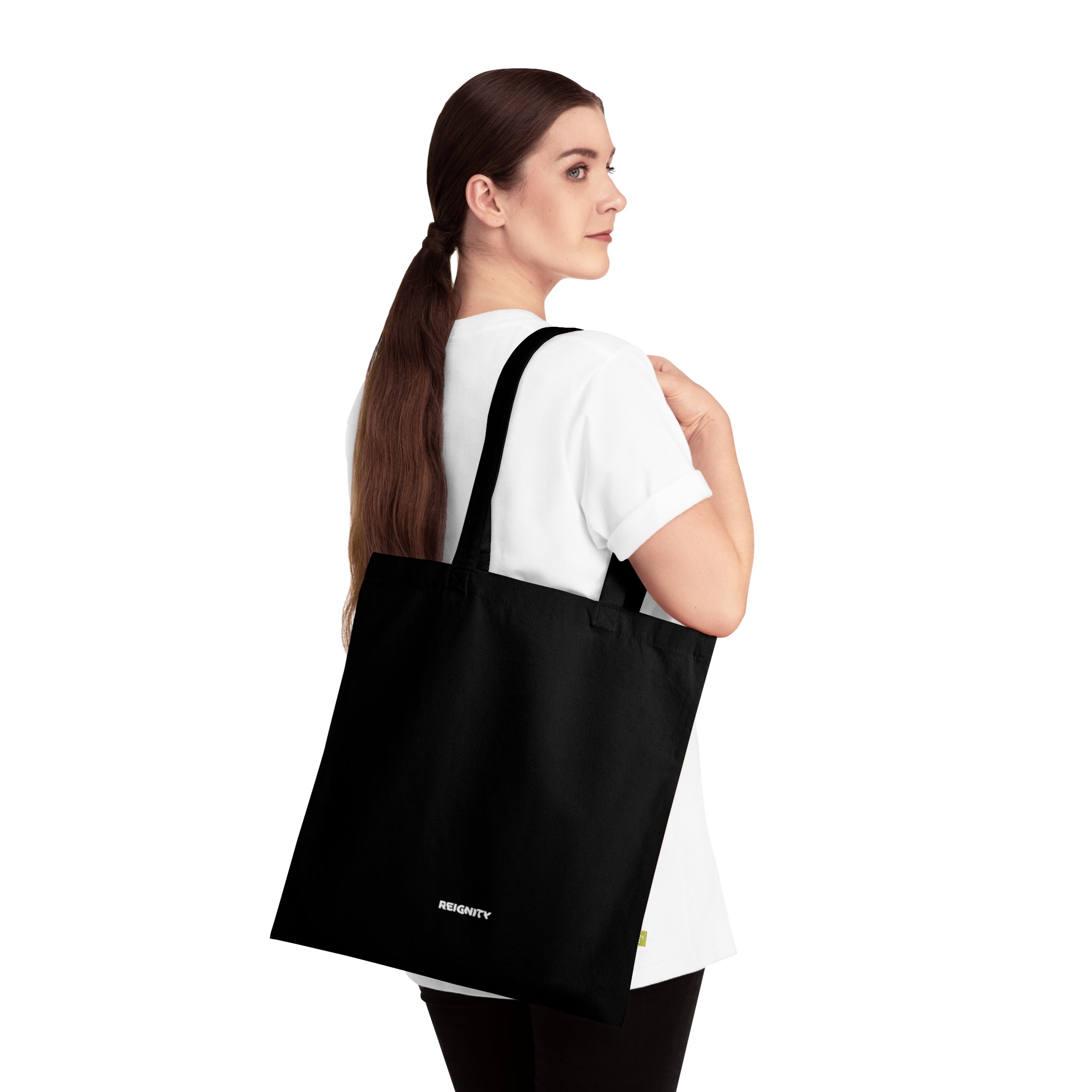 Reignity Black Organic Cotton Tote Bag